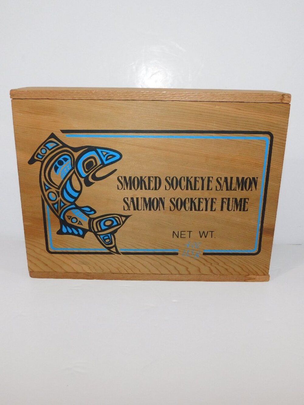 VTG Decorative Wooden Box West Coast Haida Native Salmon Art 8.25" x 6.25"